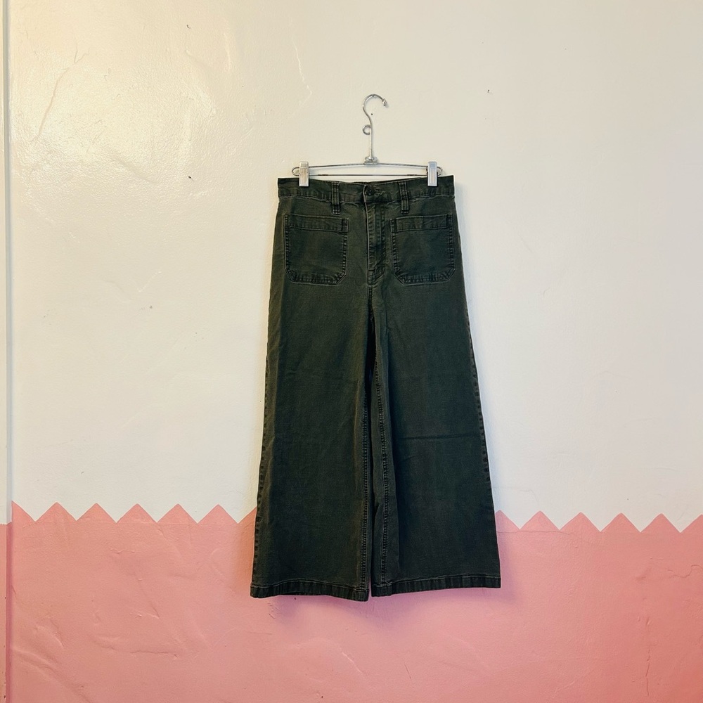Point Sur Wide-Leg Olive Green Cropped Pants